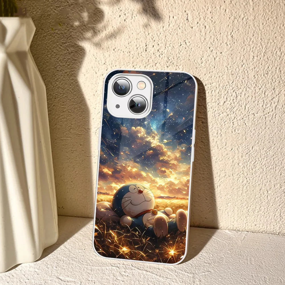 Japanese Cartoon D-Doraemon Phone Case Tempered Glass For Iphone 14 13 12 11 Pro Mini XS MAX 14Plus X XR Cover