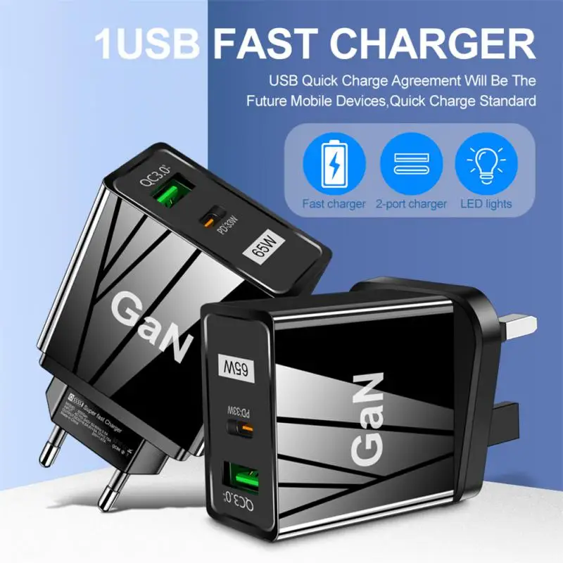 

Сетевое зарядное устройство с нитридом Галлия, 65 Вт, QC PD 3,0, USB Type-C