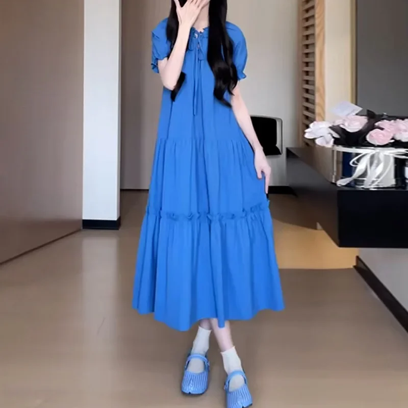 BlueDress женское длинное платье во французском стиле элитное элегантное летнее 2024