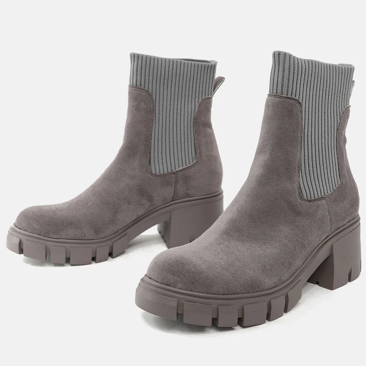 

Med Heel Boots Women's Rubber Shoes Rain Clogs Platform Flock PU Basic Hoof Med Heel Boots Women's Rubber Shoes Rain Clogs Platf