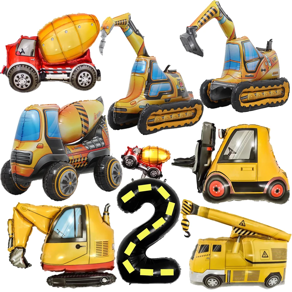 

Self Standing 4D foil Balloon Toy Armed Forces Digger Engineering Vehicle Boys Construction Birthday Balloon Party Decoration