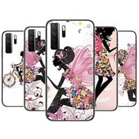 pink girl angel girl black soft cover the pooh for huawei nova 8 7 6 se 5t 7i 5i 5z 5 4 4e 3 3i 3e 2i pro phone case cases