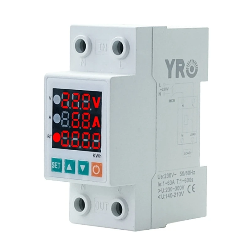 

3-in1 Protectors Energy Meter KWH Meter with Current Display Self-recovery Energy Meter Quick Fixing Durable