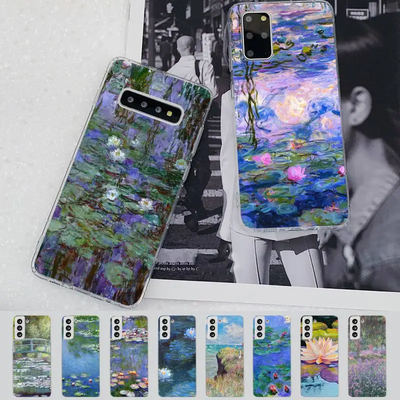 

RuiCaiCa Claude Monet Garden Lotus Bridge Phone Case for Samsung S21 A10 for Redmi Note 7 9 for Huawei P30Pro Honor 8X 10i cover