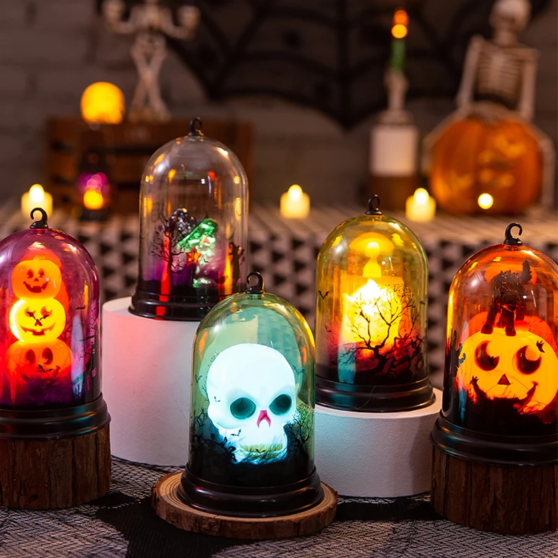Halloween Pumpkin Lantern Horror Witch Scary Props Interior Scene Decoration Ornaments Vampire Glowing Candlestick