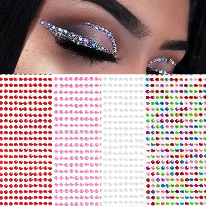 

12 Color Diamond Stickers Eyeliner Eyeshadow Face Body Sticker Jewel Eyes Makeup Crystal Eye Self Adhesive Sticker 437 Pcs/sheet