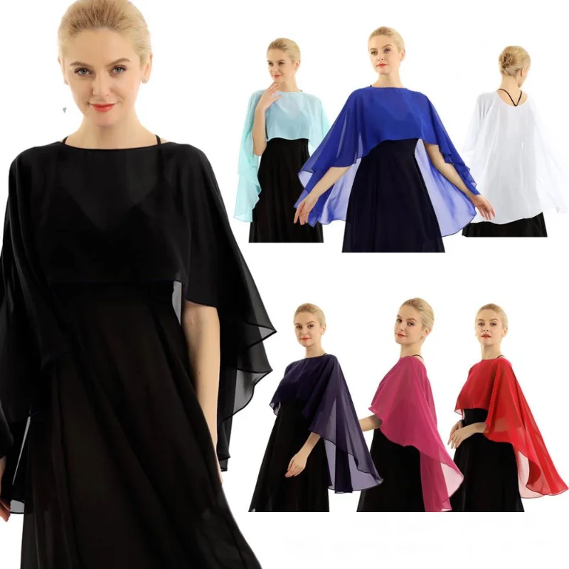 

Chiffon Bolero Women Capes For Evening Dress Long Bridal Bolero Shawl and Wraps Wedding Cover Up Wedding Jacket Wraps Shrug