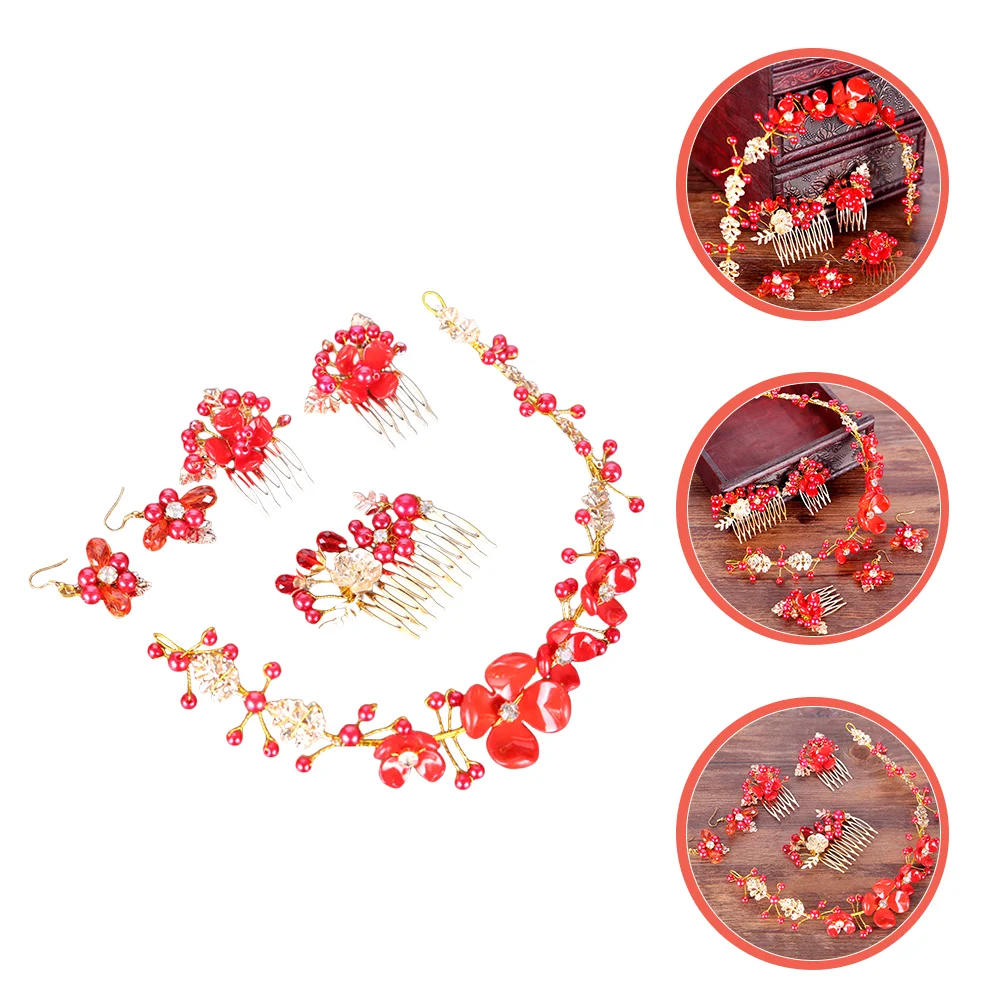 

1 Set Bridal Headpiece Delicate Bride Hair Decor Wedding Hair Accessories Headband Earrings Hair Comb Bridal Headdress