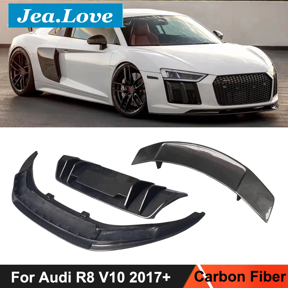 

Real Carbon Fiber Car Front Bumpers Lip Chin Shovel Diffuser Rear Wing Spoiler Styling For Audi R8 V10 2017-2022 Tuning