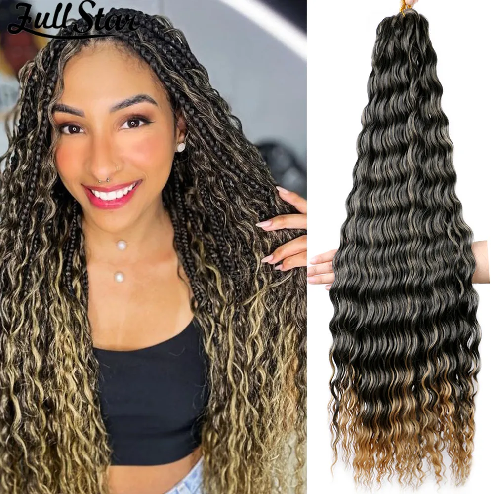 Full Star32 inch Freetress Deep Twist Crochet Hair Natural Synthetic Braids Hair Ombre 27# Crochet Braiding Hair Extensions Hair