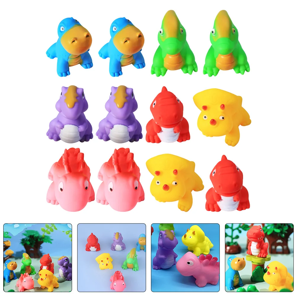 

12 Pcs Portable Bathtub Toy Water Game Plaything Baby Squeeze Toys Adorable Dinosaur Interesting Elastic Household Compact