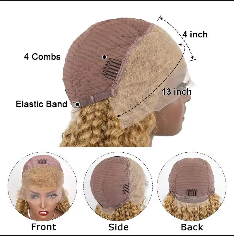 # 27 Медовый Блондин Волна Воды Кружевной Парик Прозрачные Фронтальные