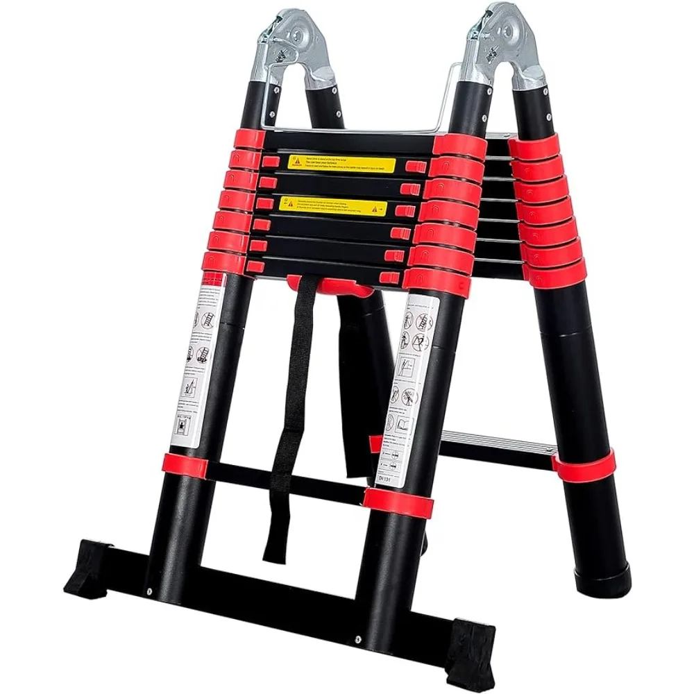 BEETRO 16.5ft Aluminum Telescoping Ladder, A Type Portable Telescopic Extension Ladder Outdoor Working, Household Use