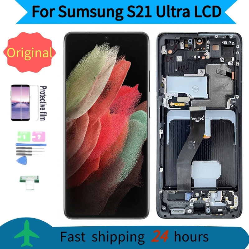 100% ORIGINAL AMOLED For Samsung Galaxy S21 Ultra LCD with Frame SM-G998 G998F/DS 5G Display Touch Screen Digitizer Assembly enlarge