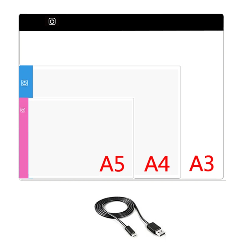 

A3/A4/A5 Three Level Dimmable Led Light Pad Drawing Board Pad Tracing Light Box Eye Protection Easier for Diamond Painting