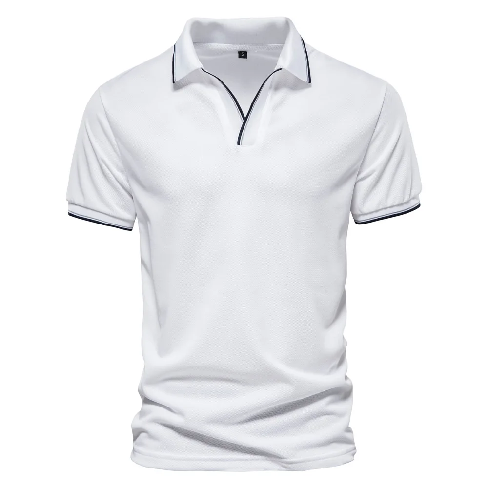Men's Clothing Tops Tees Polo Shirts Eurocode Men T Shirt Spring/summer New Solid Color V-neck Work TShirt Short Sleeve Top Man