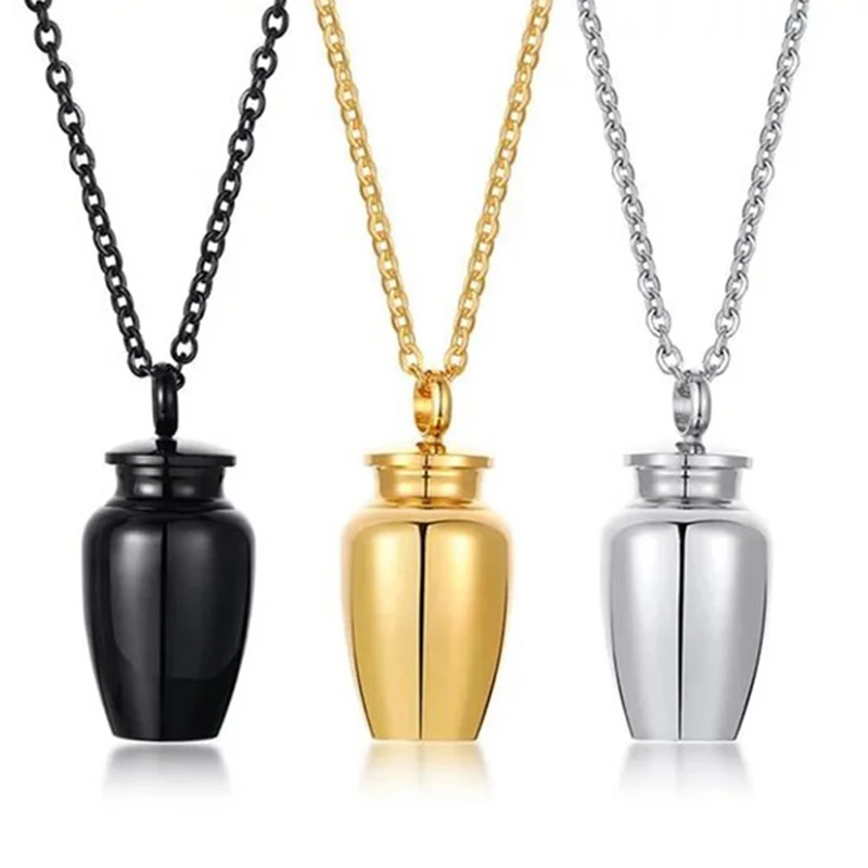 

Stainless Steel Waterproof Pill Bottle Necklace Pendant Memorial Hollow Tube Pendant For Men Women Pill Bottle Pill Case New