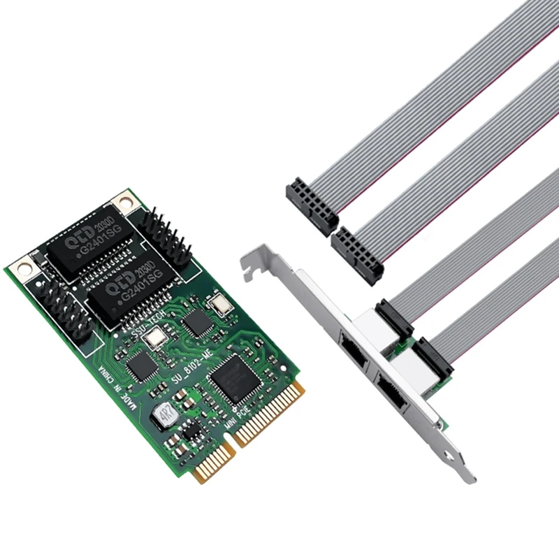 

Mini PCIE To 2 Port RJ45 Network Card Network Adapter Internet Lan Adapter Ethernet Gigabit 10/100/1000Mbps For Laptop