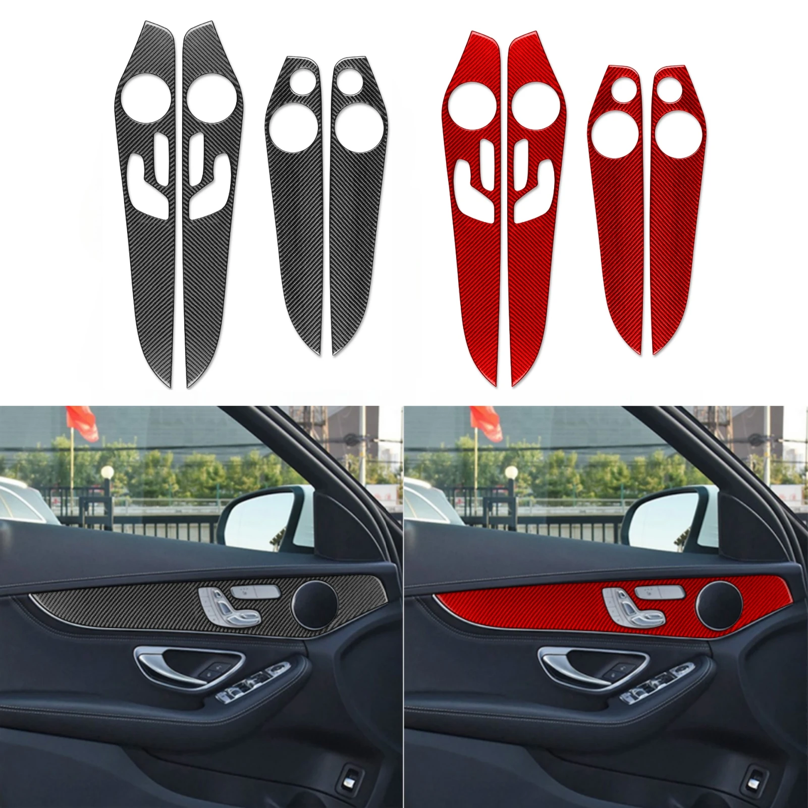 

Car Door Panel Decoration Strips Styling Cover For Mercedes W205 Benz GLC C Class 2014-2020 Carbon Fiber Trim Sticker Accessoire