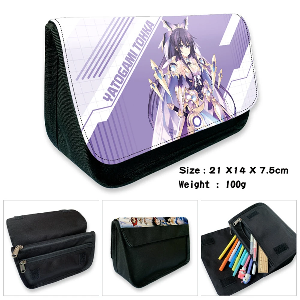 

Anime Date A Live Pencil Case Student School Stationery Bags Casual Unisex Make Up Bag Cosmetic Cases Cartoon Print Penbag Gifts