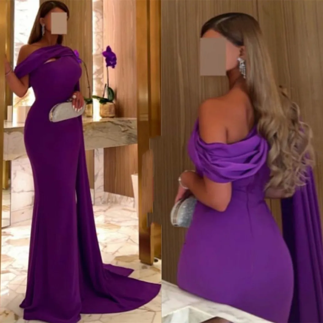 

Винтажные длинные фиолетовые платья на одно плечо для выпускного вечера, матовые атласные вечерние платья с юбкой-годе, женское платье