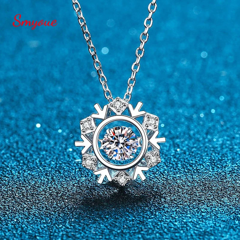 

Женский кулон из серебра 100% пробы Smyoue, ожерелье с муассанитом 1 карат, свадебные ювелирные украшения из белого золота 40 см 15 х14 мм