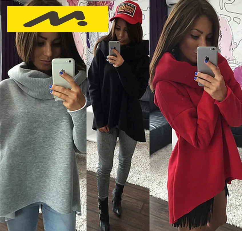 

Autumn and Winter 2022 Irregular High Neck Scarf Collar Long Sleeve Sweater Women's Wear Kawaii Clothes Sweatshirt Hoodie