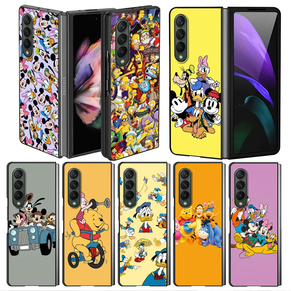 

Disney Donald Duck Mickey Case for Samsung Z Fold3 Fold4 5G Phone Cover for Galaxy ZFold 3 Fold 4 Black Hard Fundas 6.7 Inches