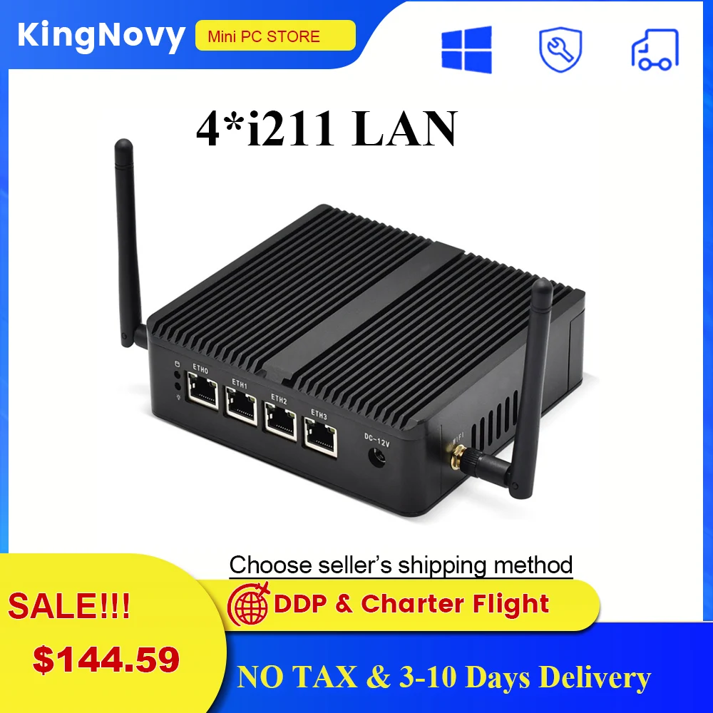 

Fanless Mini PC OPENsense Router 4*Lan Celeron J1900 Pentium N3540 2*USB VGA pfSsense Firewall Centos Industrial Computer