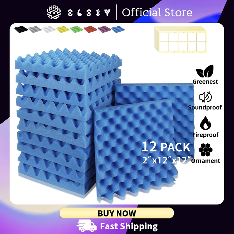 

Soundproof Foam 12 Pcs Acoustic Soundproofing Home Music Studio Egg Crate Foam Panel High Density Wall Acoustic Panel Decorative