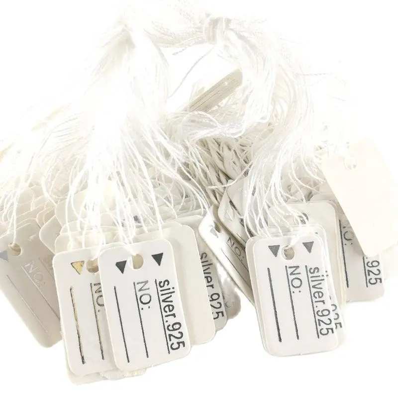 

1000pcs 24*15mm "925 Silver" Label Tie String Price Display Tags Luggage Wedding Note Blank Hang Tag