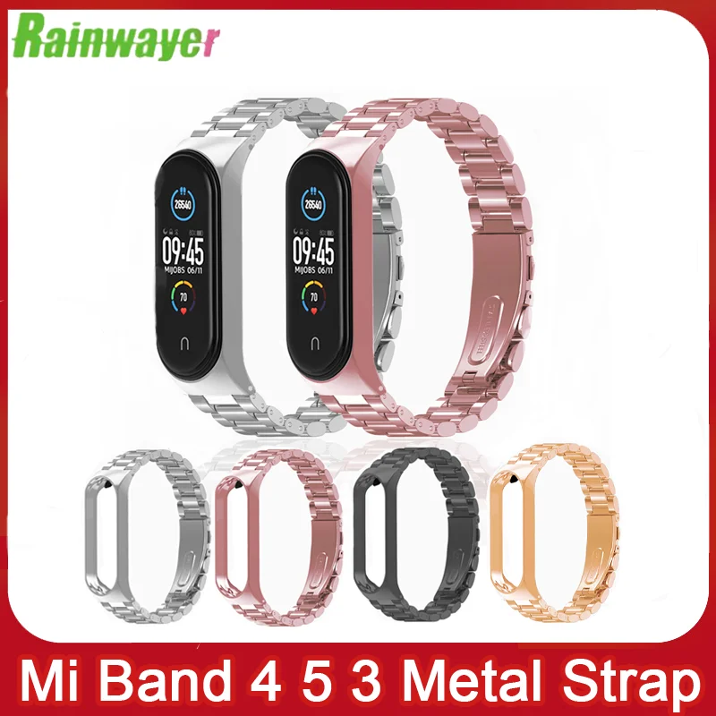 

Металлический ремешок для Xiaomi Mi Band 5, ремешок из нержавеющей стали для Xiaomi Miband 4, 5, 3, сменный ремешок M4, металлический ремешок для часов M3