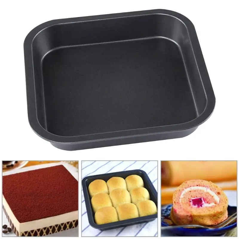 

Non Stick Pizza Pan Bakeware Carbon Steel Square Deep Plate Tray Bread Cake Mold Kitchen Baking Tools Metal Shape for Baking