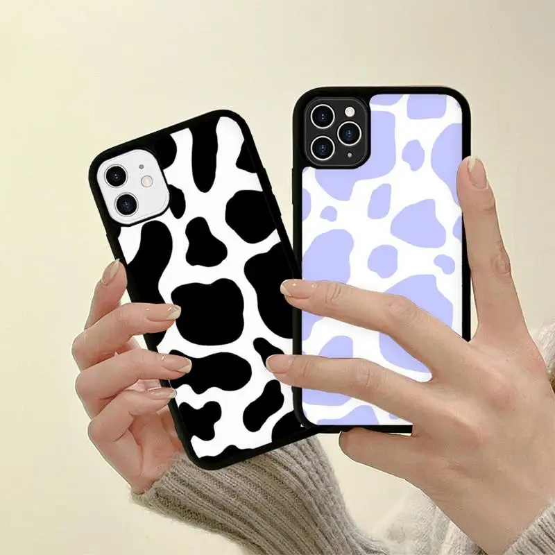 

Milk Cow Phone Case Silicone PC+TPU Case for iPhone 11 12 13 Pro Max 8 7 6 Plus X SE XR Hard Fundas
