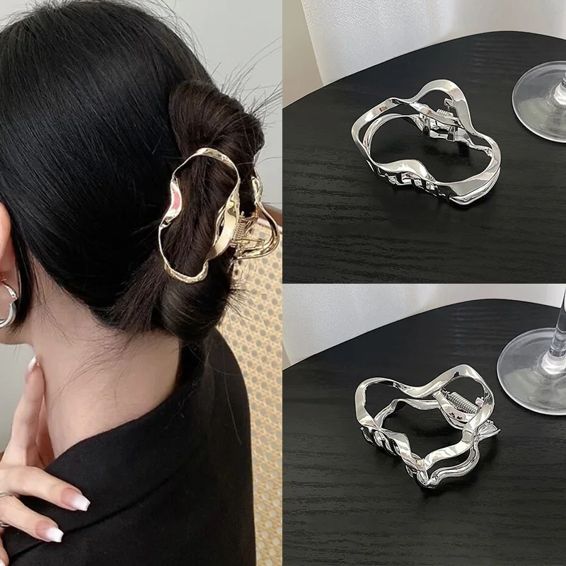 

Geometric Irregular Hair Clip Minimalist Style Catch Clip Alloy Shark Clip Punk Style Metal Hair Claws DIY Girl Hair Accessories