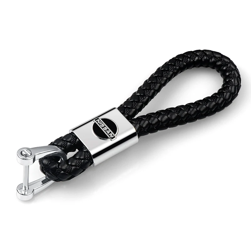 

1PC Car Styling 3D Metal Leather Braided Rope Key Chain Accessories For Nissan Nismo GTR Tiida Leaf Versa Qashqai Juke Micra j10