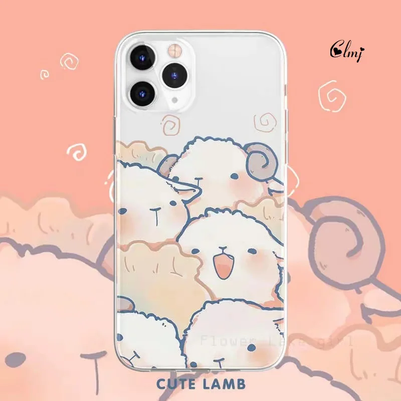 

Clmj Cute Lamb Flower Phone Case For iPhone 14 Plus 12 11 13 Pro XS XR Samsung Galaxy S21 S22 F52 Cartoon Animal Silicone Cover