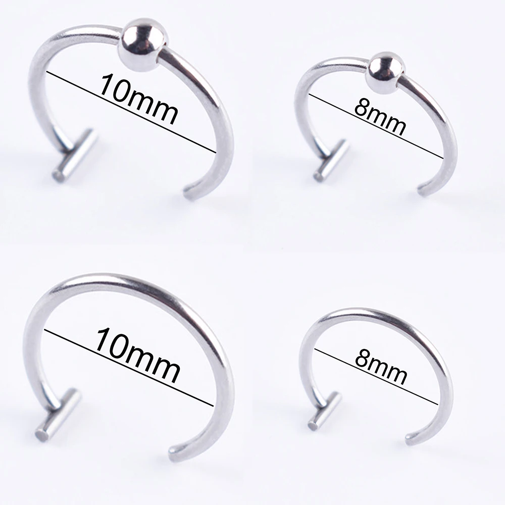 

200Sets (4pieces/set ) Women lips Rings Medical Titanium steel Steel Color 10mm and 8mm