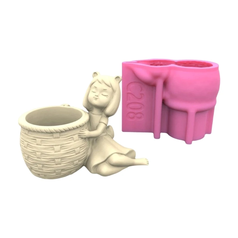 

Girl Baskets Concrete Silicone Pot Mold Succulent Flowerpot Clay Cement Plaster Molds DIY Home Garden Flower Pots Mould