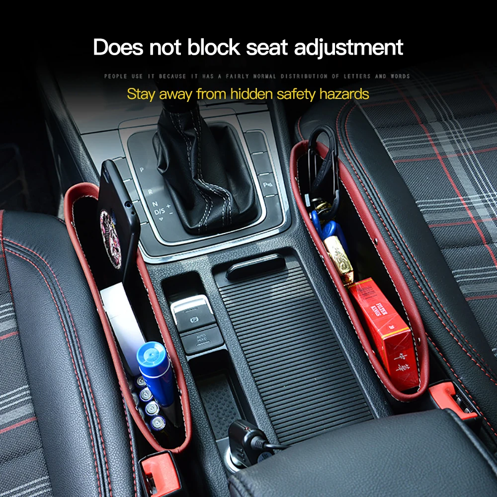

Leather Car Organizer Box Car Seat Slit Gap Pocket Multifunctional Driver Seat Storage Catcher Cup Holder Auto Accessories