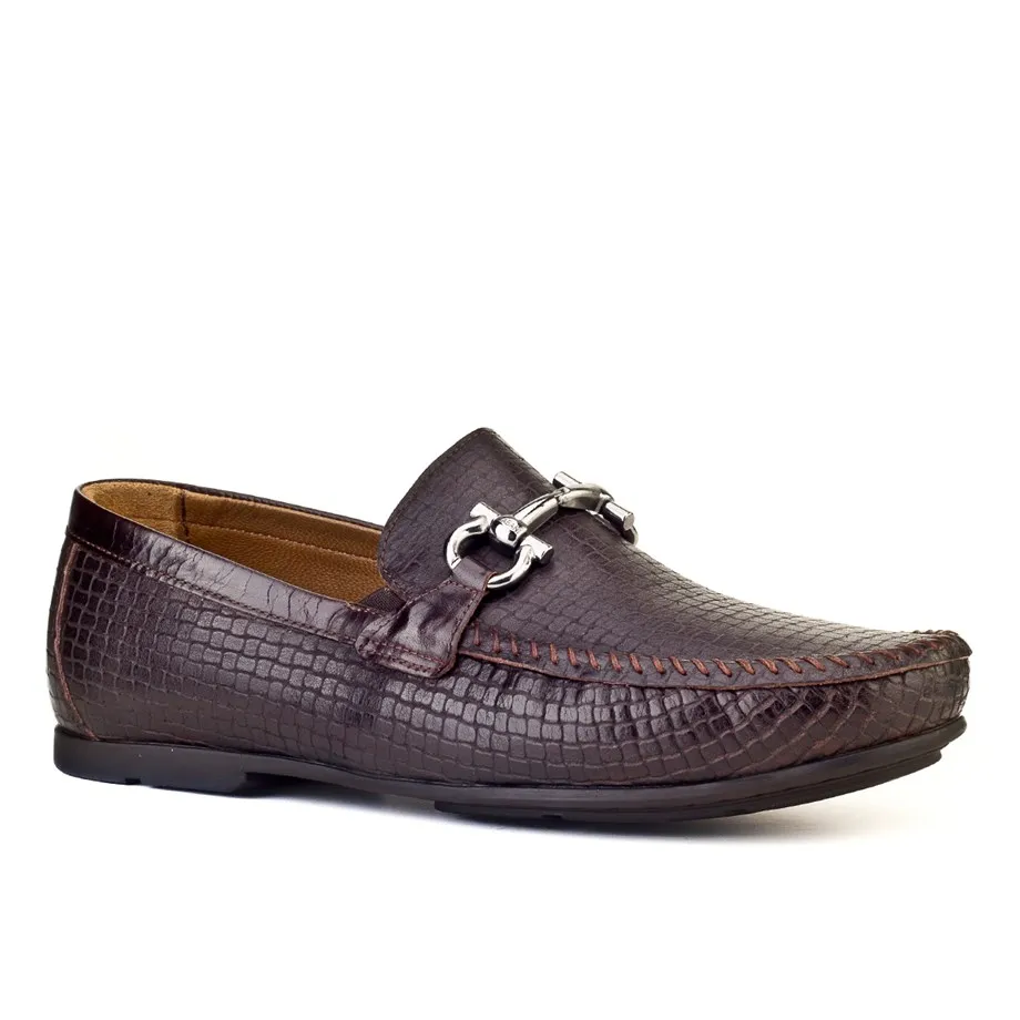

Genuine leather brown buckle Metal accessory men's Loafer shoes