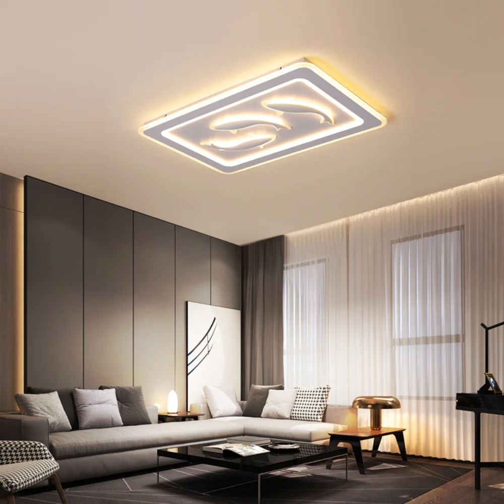 

Nordic Living Room Lamp,, Carp Design Lamp, Simple Modern Personality, Fashion, Square Bedroom, Study, Led dimmable Ceiling lamp