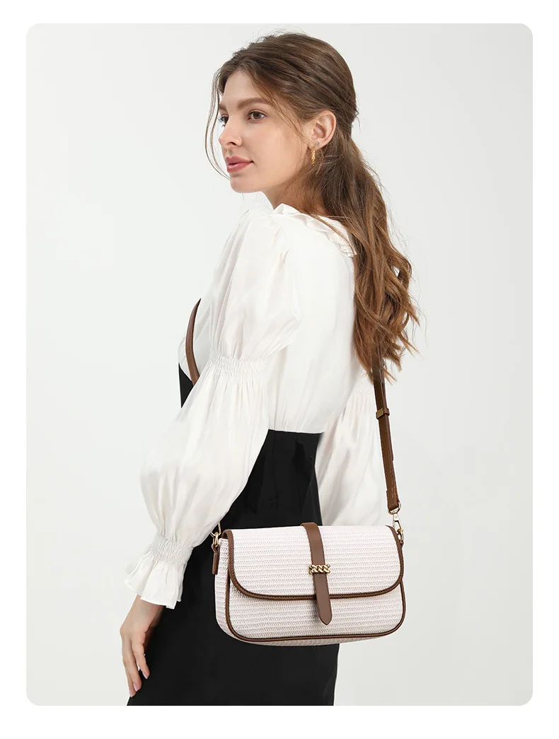 2022 New Women's Bag Contrast Color Small Square Bag Western Style Fashion Retro High-End Women's One-Shoulder Messenger Bag