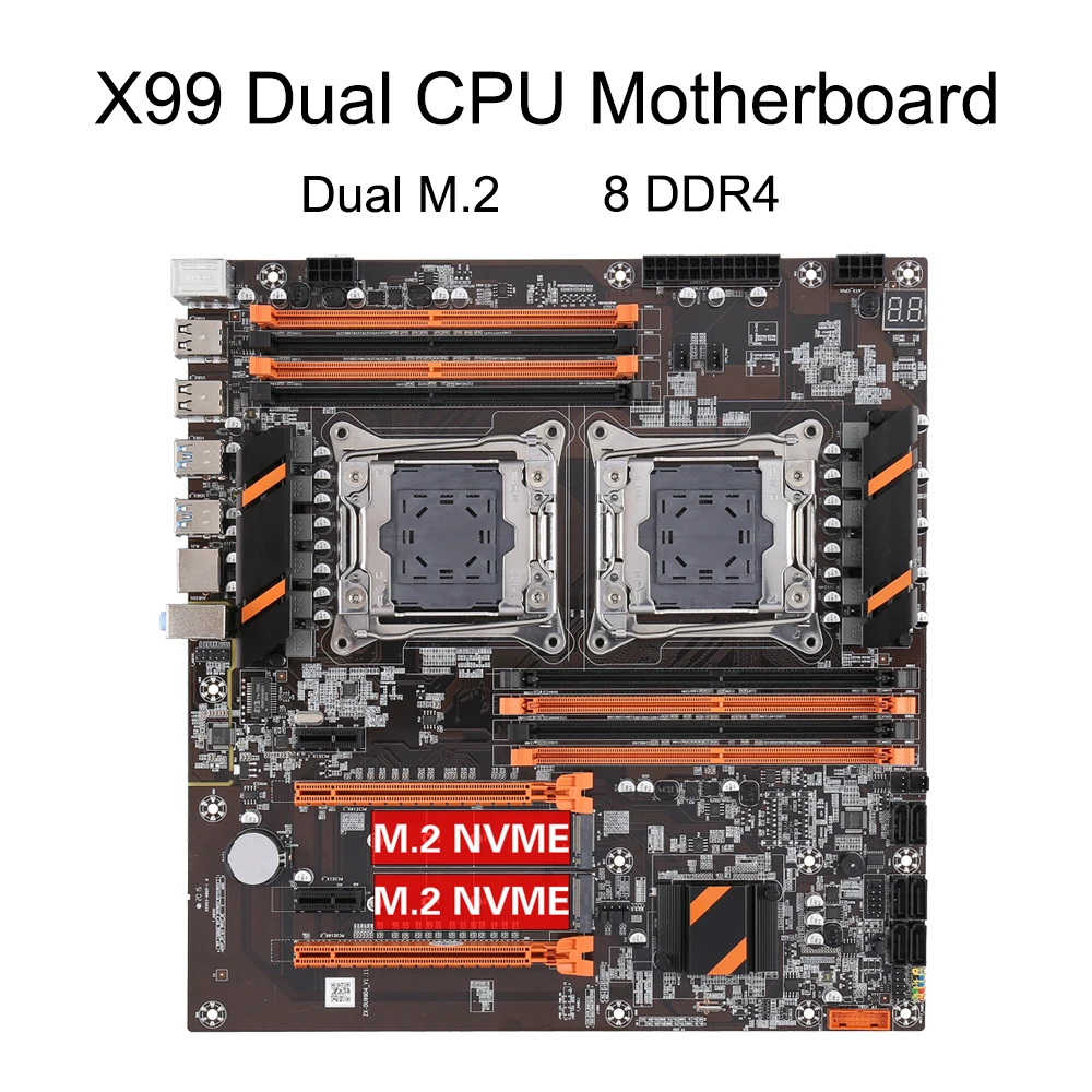 X99 Dual CPU Motherboard X99 Motherboard LGA 2011 v3 E-ATX USB3.0 SATA With Dual Xeon Processor Dual M.2 Slot 8 DIMM DDR4 2011-3