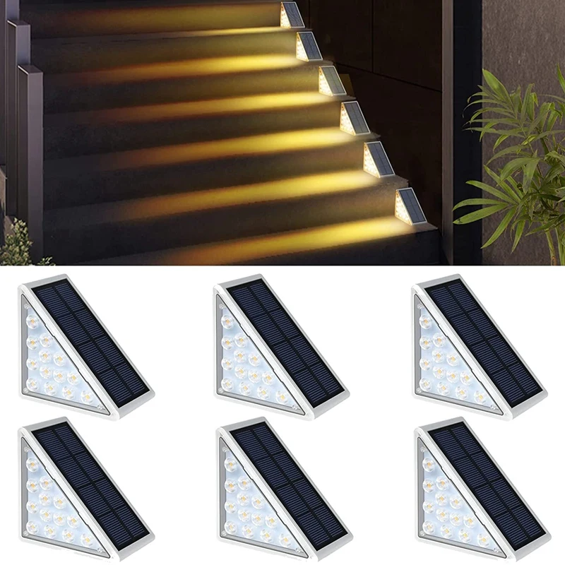 

6 Piece LED Solar Step Lights Waterproof Outdoor Stair Lights Warm White Solar Deck Lights Solar Decoration Lights
