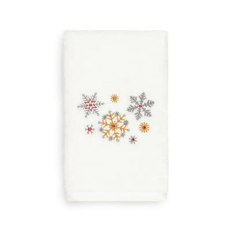 

Christmas Snowfall Embroidered White Turkish Cotton Hand Towel