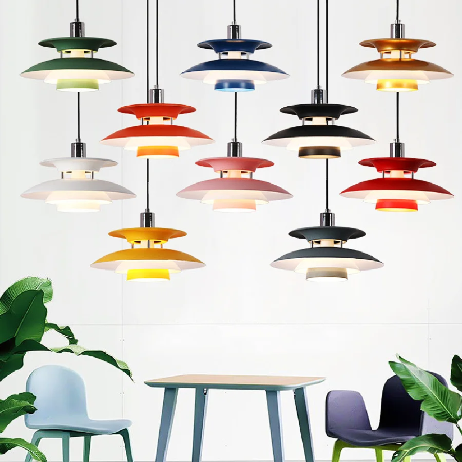 

Led Umbrella Pendant Light UFO Chandelier For Dining Room Kitchen Bedroom Cafe Bar Colorful Droplight Restaurant Pendant Lamp