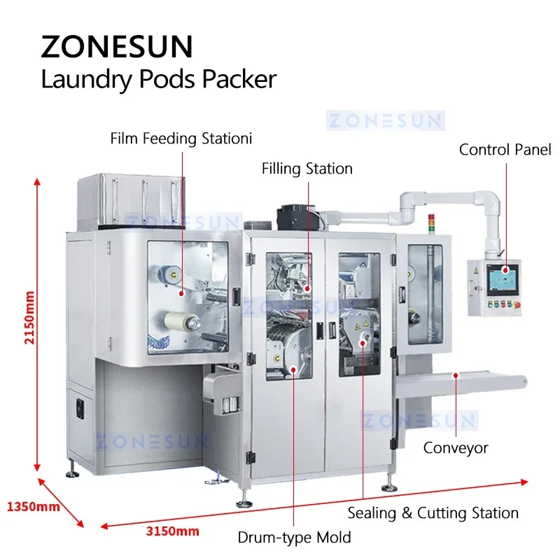 ZONESUN Автоматические стручки для стирки Paker Стручки Водорастворимые Гель