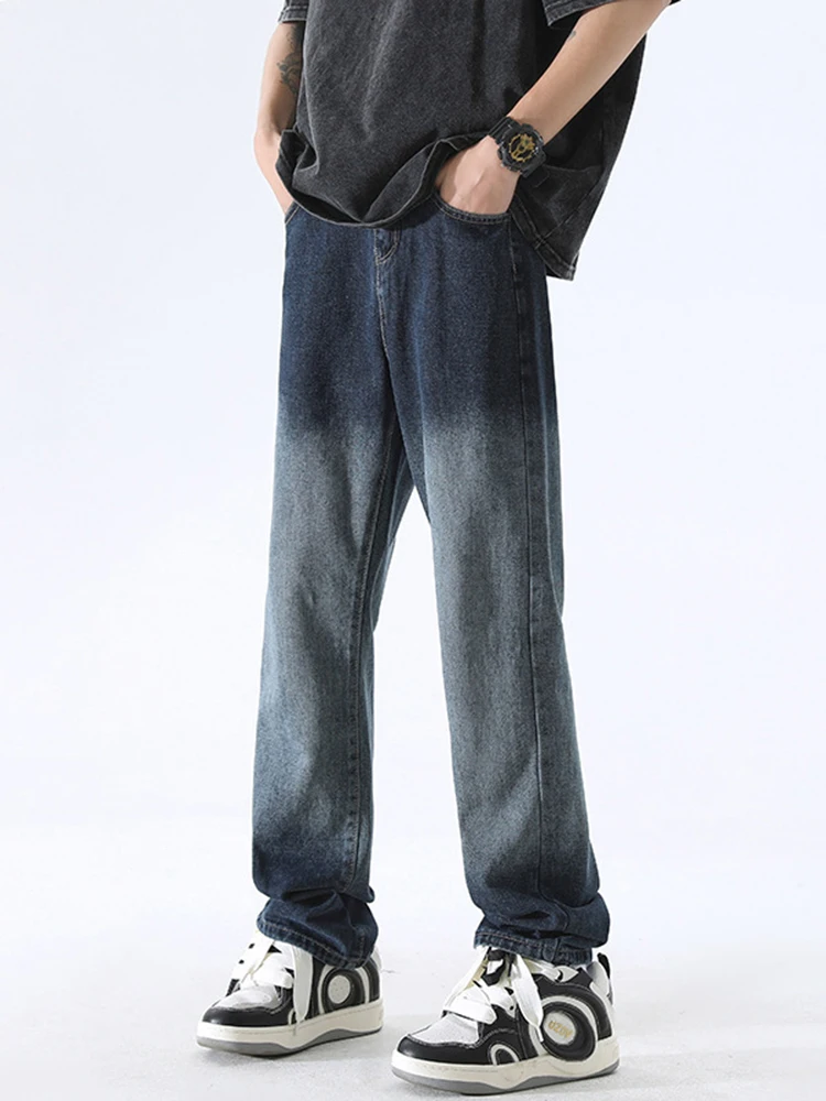 Spring and Autumn Men's New Gradient Jeans Men's Fashion Trend Men's Trousers Casual Straight Pants Men Jeans Y2k Clothes Pants