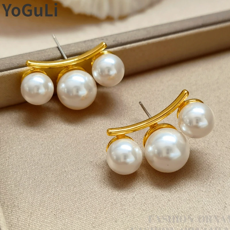 

Trendy Jewelry 925 Silver Needle Elegant Temperament Simulated Pearl Earrings For Women Girl Gift Pretty Design Accessories